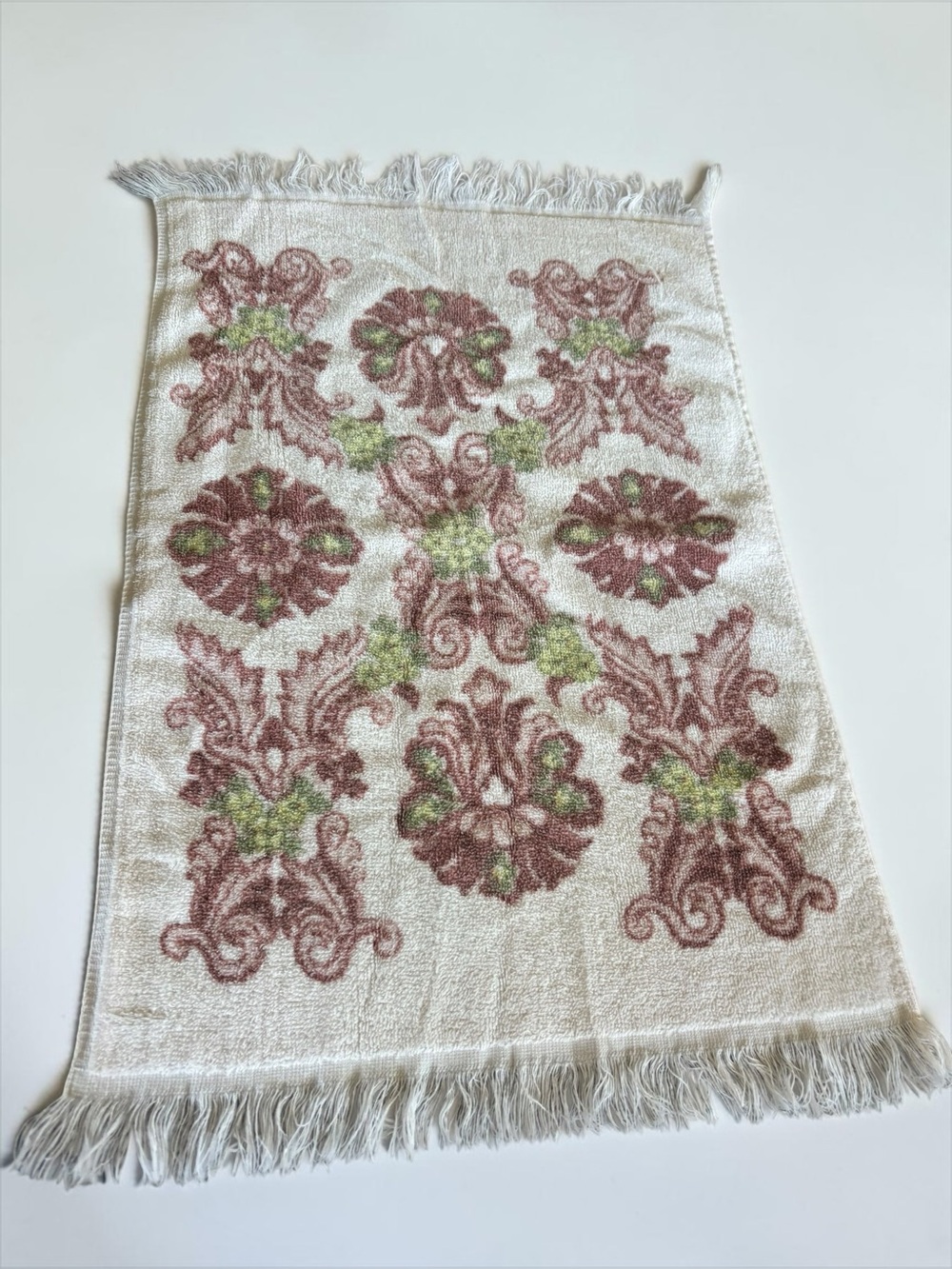 Vintage Sears Floral Fringe Hand Towel Made in Canada 16x24